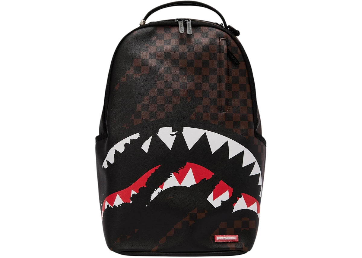 Sprayground Claw Tear Check Backpack Brown