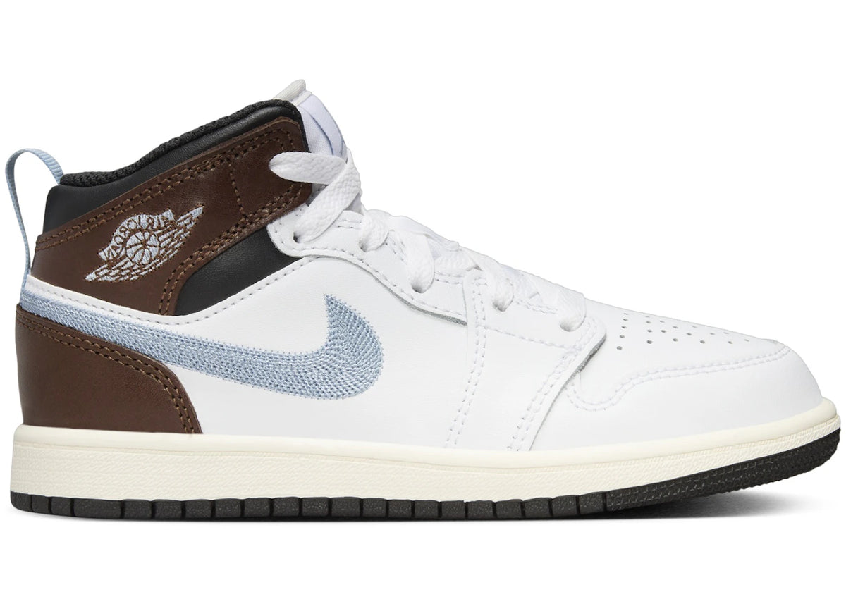 Jordan 1 Mid SE White Black Sail Blue Grey (PS)